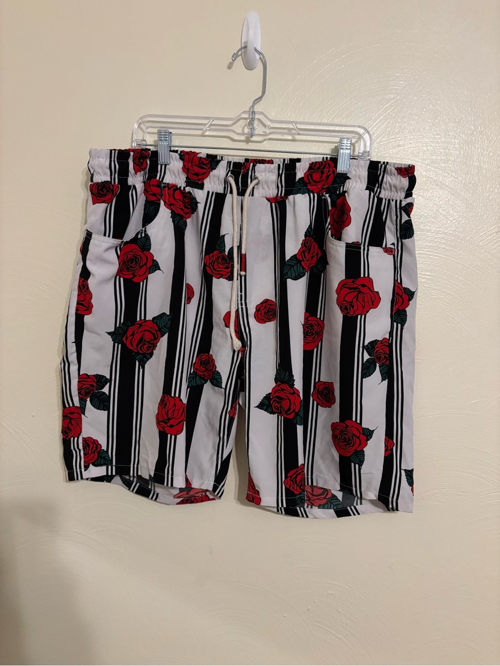 Fresh Prints of Bel-Air Rose Floral Striped Shorts 3XL Drawstring Casual Lounge